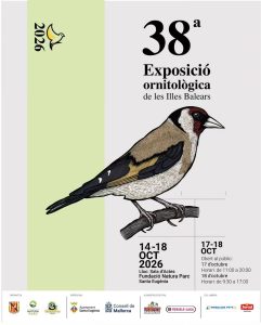 Afișul celei de-a 38-a Exposició Ornitològica de les Illes Balears, cu ilustrația unui sticlete