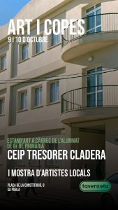 Afișul Art i Copes pe fațada CEIP Tresorer Cladera