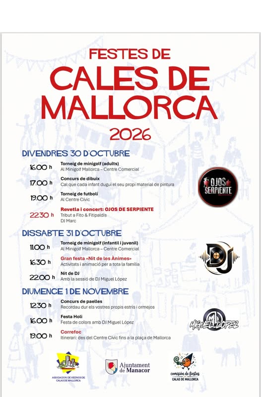 Afișul oficial al Festes de Cales de Mallorca 2026