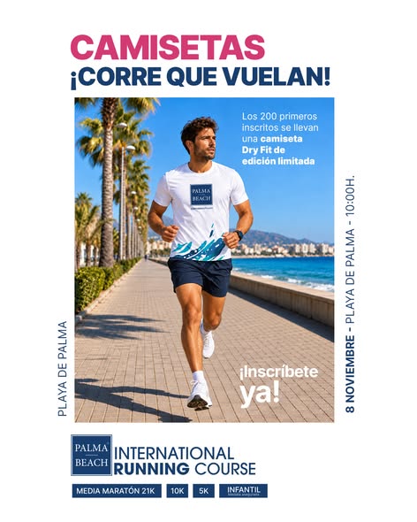 Afișul competiției Palma Beach International Running Course din 8 noiembrie